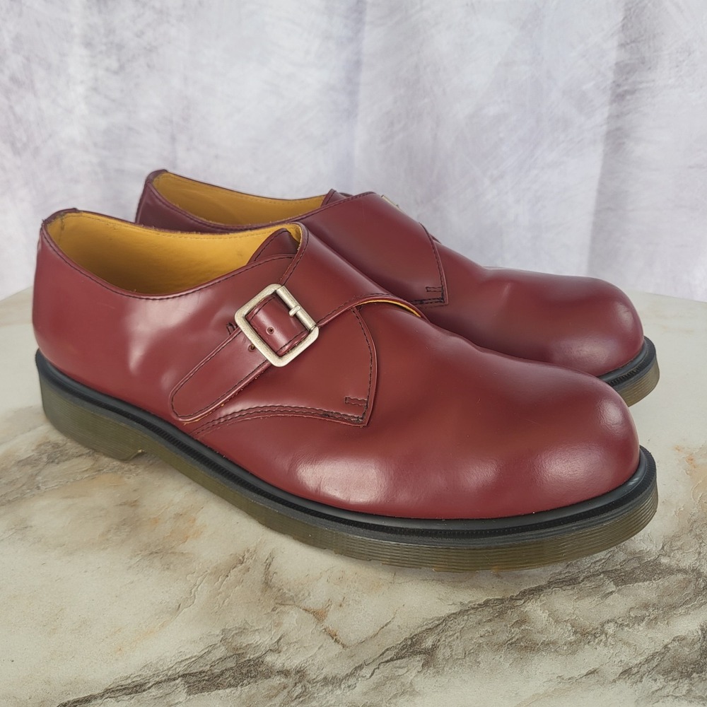 Dr. Martens JOEY Men's Size 14 Cherry Red Monk Strap Oxfords Steel Toe
